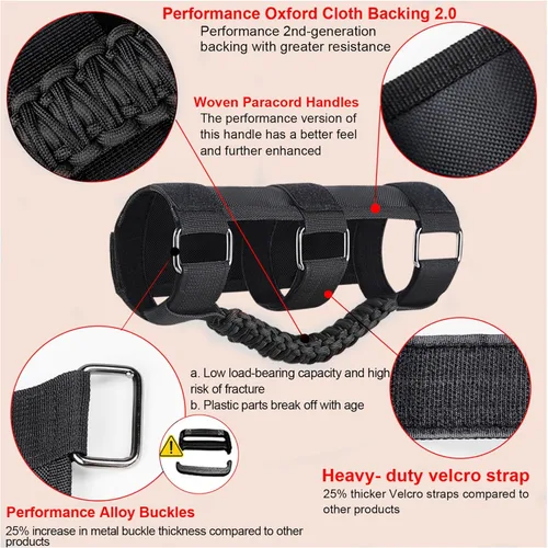 Miniatura 3 de Asas de agarre para barra antivuelco, accesorios para Jeep Wrangler JL JK TJ YJ Gladiator 4XE Rubicon Sahara Unlimited (negro 2 unidades)