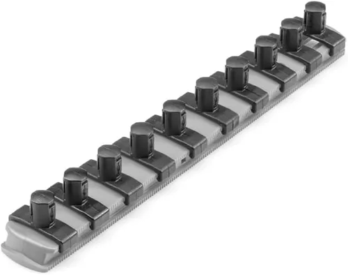 Miniatura 27 de TEKTON 3/8 Pulgadas de accionamiento x 8 Pulgadas de riel de enchufe, 10 clips (negro) OSR11210 Fabricado en EE. UU