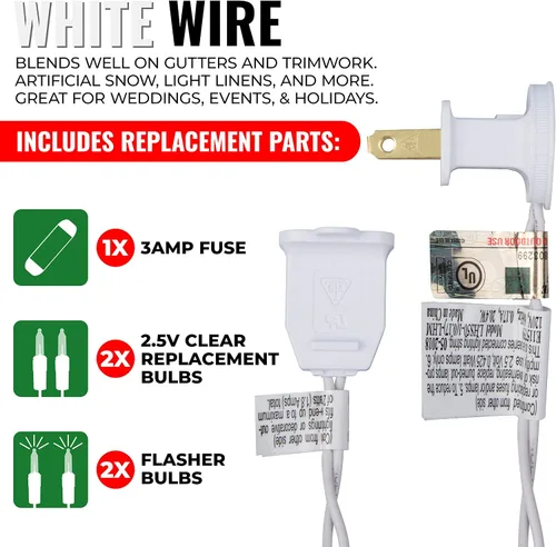 Miniatura 4 de 612 Vermont 100 luces de Navidad rosas en una cuerda de alambre blanco, aprobadas por UL, para uso en interiores y exteriores, 18 pies de longitud