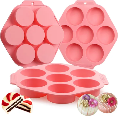 Miniatura 7 de Sidosir 3 piezas Molde de silicona para galletas Oreo y chocolate, moldes redondos de cilindro de 12 cavidades para cubierta de chocolate Oreo, Azul