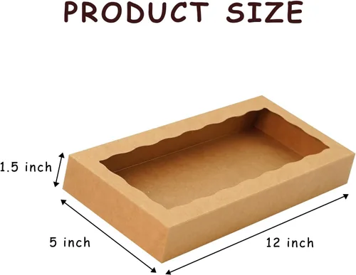 Miniatura 3 de XINHPKGG 5 cajas de galletas con ventana: cajas de panadería de 12 x 5 x 1.5 pulgadas, cajas de golosinas, cajas de fresas cubiertas de chocolate