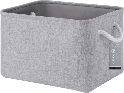 Miniatura 61 de Cestas de almacenamiento para estantes de 11.8 x 7.9 x 5.2 pulgadas, contenedores de almacenamiento plegables de tela con asas, organizador