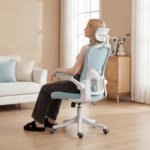Silla de oficina ergonómica con soporte lumbar ajustable y reposacabezas, silla de escritorio de malla con respaldo alto para oficina en casa,