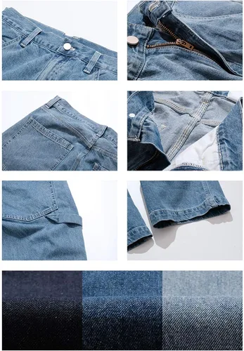 Miniatura 6 de KOCHHA Pantalones vaqueros grandes anchos de algodón de ajuste relajado Carpenter Jean Denim Pantalones Hip Hop azul