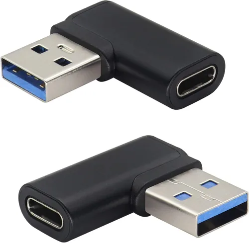 Adaptador USB C hembra de 90 grados a USB 3.0 macho de ángulo recto USB tipo C a USB 3.0 A convertidor en marcha (OTG) para PC, portátiles, bancos