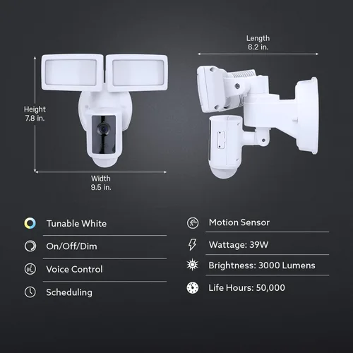 Miniatura 3 de Feit Electric SEC3000/CAM/WIFI Cámara de seguridad LED inteligente para exteriores con sensor de movimiento, audio bidireccional, reflector de 39