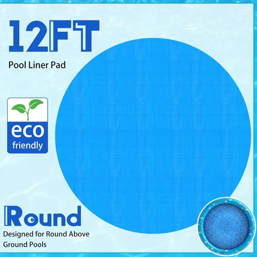 Miniatura 2 de Boao Almohadilla de revestimiento de piscina de 12 pies para piscinas sobre el suelo, lona para proteger la piscina inflable, tela debajo del suelo