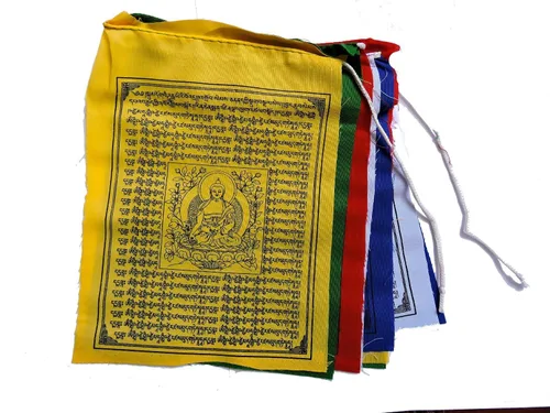 Oma Buda Banderas tibetanas de oración de Nepal, juego de diez banderas, juego de 5 rollos - 50 unidades - OMA FEDERAL (TM)