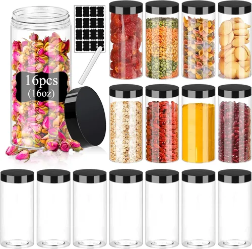 Miniatura 8 de Hajoyful Tarros de plástico con tapas de 6 onzas, 42 recipientes pequeños vacíos para cosméticos, tarros de comida transparentes para regalo, tarros