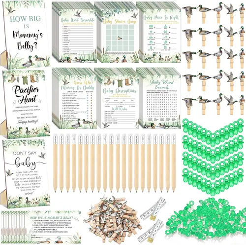 Miniatura 25 de Sherr 476 juegos florales de baby shower, 6 juegos de actividades, tarjeta floral, juego de caza de chupetes, 50 chupetes, qué tan grande es mamá