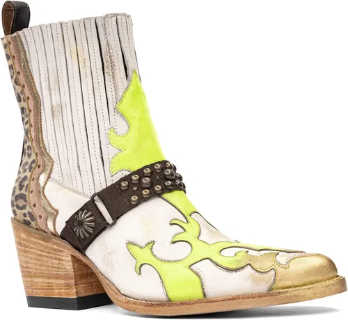 Miniatura 2 de Mezcalero Botines de piel blanca para Mujer con acabado vintage - Dudi