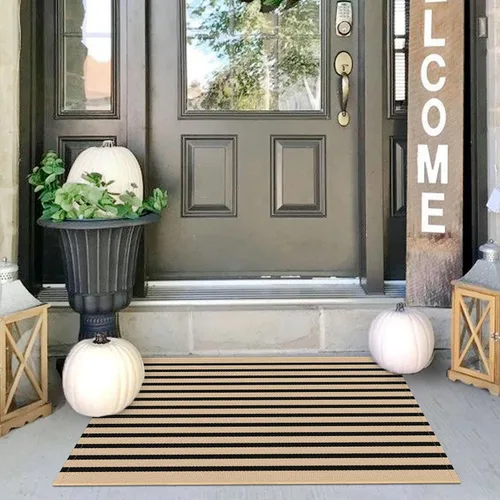 Miniatura 72 de IOHOUZE Alfombra Rayada Gris y Blanca - 27.5" X 43" Tapetes para Puerta Delantera al Aire Libre, Alfombra Lavable para Decoración de Porche