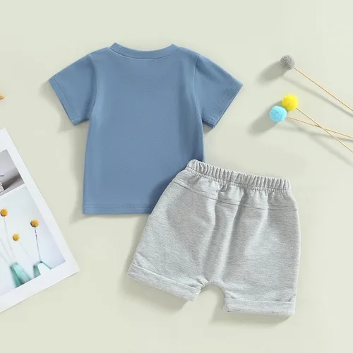 Miniatura 3 de Conjunto de camiseta de manga corta para bebé y niño, ropa de verano, con cordón enrollado