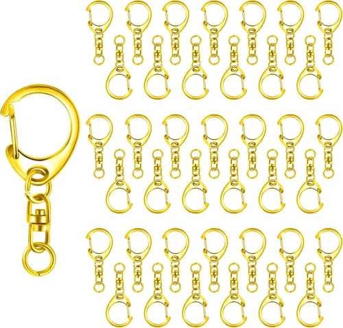 Miniatura 10 de 50 piezas Roctee - Gancho giratorio para cordón con llaveros, ganchos de metal para llavero de cordón, para manualidades, cierre de langosta