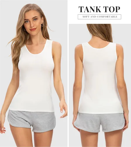 Miniatura 2 de Rosyline Camisetas sin mangas básicas sin mangas para mujer, 4 piezas, camisetas sin mangas