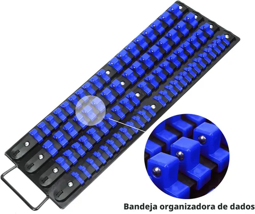 Miniatura 2 de Mayouko Bandeja organizadora portátil de 80 piezas, juego de 2 piezas, azul y rojo, organizador de herramientas de 1/4 pulgadas, 3/8 pulgadas, 1/2