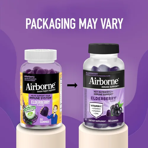 Miniatura 6 de Airborne - Gomitas de saúco + zinc y vitamina C para adultos, suplemento para fortalecer el sistema inmunológico con vitaminas D y zinc