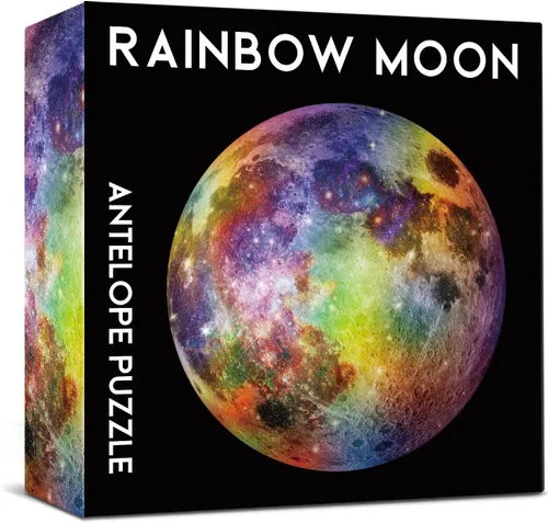 Miniatura 4 de ANTELOPE Rainbow Moon - Rompecabezas de 1000 piezas para adultos, tema espacial, cartón, rompecabezas redondo, alta resolución, acabado mate, sin