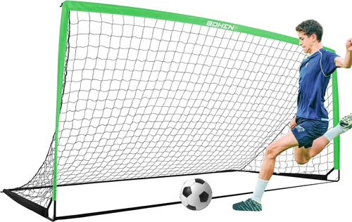 BOHEN 9x5 FT Portable Metal Soccer Goal for Backyard, Steel Frame Soccer Net with Carry Bag, Fun for Outdoor Indoor Training Games for Kids and