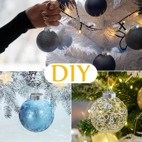 Miniatura 4 de 12 piezas de 60 mm Adornos de bolas de Navidad transparentes de plástico, 2.36'' redondas, de plástico transparente rellenables, DIY