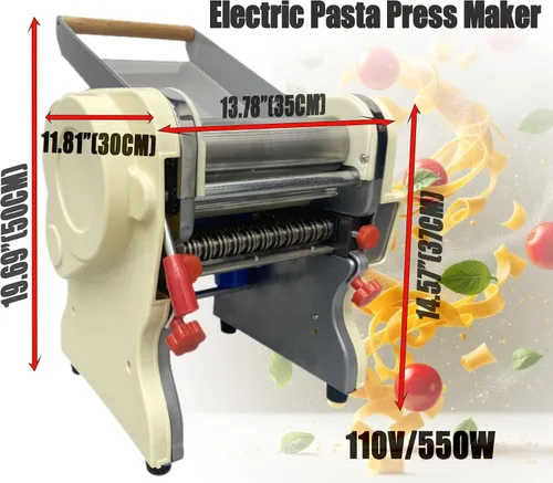 Miniatura 2 de Máquina eléctrica comercial para hacer pasta, máquina para hacer fideos, rodillo de prensa de masa de pasta, acero inoxidable, máquina automática