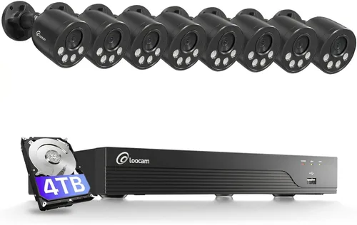 Miniatura 10 de Loocam Sistema de cámara de seguridad con cable 8MP 8CH NVR 2TB HDD, 4pcs 4K PoE Sistema de cámara AI Detección de vehículos humanos, sistema