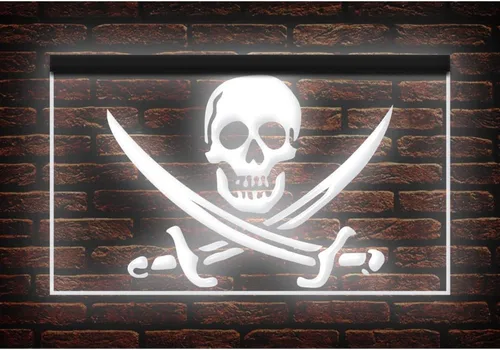 Miniatura 6 de 150090 - Letrero de neón con luz LED de calavera y esqueleto pirata, vela helloween (12 x 8 pulgadas, rojo)