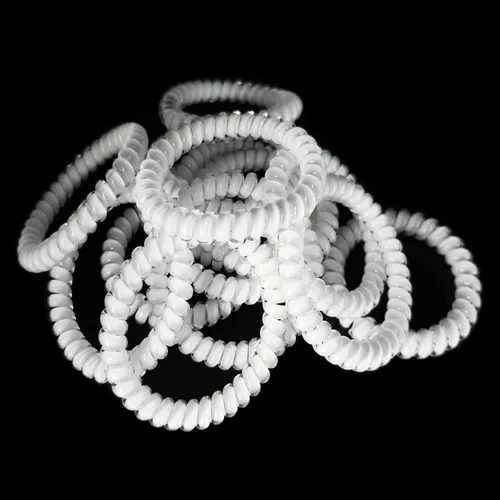 Miniatura 6 de 15 lazos para el cabello en espiral, sin pliegues, cable de teléfono, bobinas de plástico para el cabello en blanco
