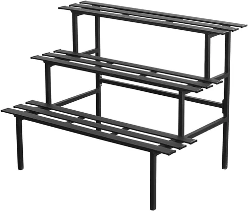 Miniatura 10 de Soporte de plantas de metal resistente de 2 niveles para interiores y exteriores, estante decorativo para exhibición de plantas para jardín, patio