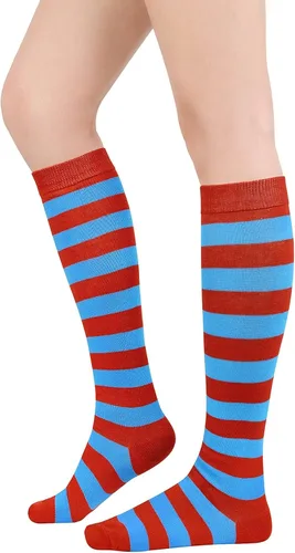 Calcetines deportivos hasta la rodilla para mujer, para deportes al aire libre, medias altas hasta el muslo, calcetines casuales a rayas