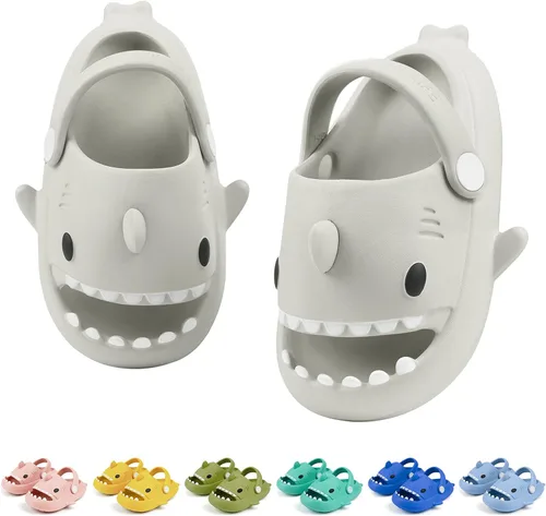 Toddler Shark Cloud Slides Kids Shower Sandals Boys Girls Cute Cartoon Fish Flip Flops Beach Pool Home Slippers Shoes Quick Dry Non-Slip