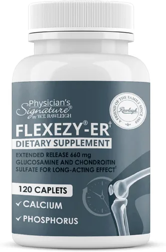 Rawleigh Flexezy-ER: 120 cápsulas | Fórmula de apoyo articular 24/7 | Mezcla de glucosamina y sulfato de condroitina | Calcio y fósforo | Liberación