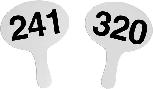 Miniatura 7 de 201-300, Cartonplast de 0.079 in, juego de paletas de subasta Better Bidders de forma ovalada, ventiladores de plástico blanco de 1 pieza (201-300)