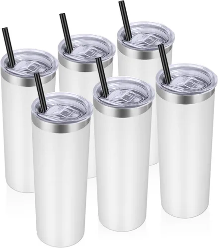 Miniatura 14 de VEGOND - Vaso delgado de acero inoxidable de 20 oz con aislamiento al vacío con tapa y pajita, taza de café de doble pared, taza de viaje