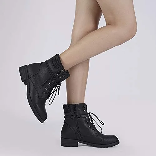 Miniatura 9 de DREAM PAIRS Women's Lace Up Combat boots Ankle Booties
