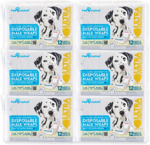 Miniatura 18 de Paw Inspired Envolturas para perros machos, pañales desechables para perros Bandas para el vientre para perros pequeños, medianos y grandes