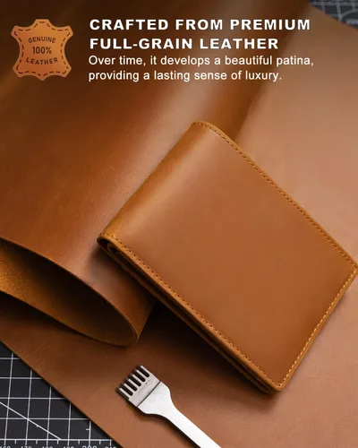 Miniatura 40 de Billetera AirTag para hombre, de piel auténtica plegable con bloqueo Rfid AirTag con ranuras para efectivo y ventana de identificación, compatible