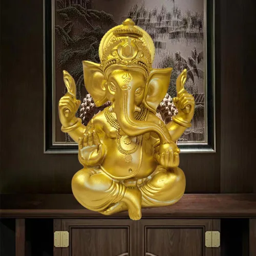 Miniatura 6 de Estatua de Dios indio, Señor Ganesha, estatua de elefante hindú, esculturas de Buda de ídolo Ganpati, regalo hindú, templo para el hogar