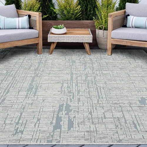 Alfombra azul para interiores y exteriores, de 5 x 7 pies, resistente al agua, para patio, entrada, terraza, jardín, exterior, porche, pasillo,