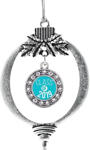 Miniatura 100 de Inspired Silver - Bonita bandera estadounidense - Adorno de Navidad plateado - Adorno de árbol de Navidad con dije circular con circonita cúbica