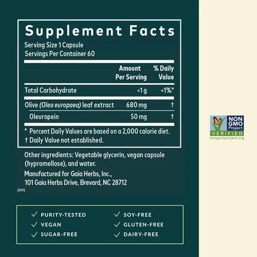 Miniatura 3 de Gaia Herbs Olive Leaf - Apoyo tradicional para la salud inmunológica, suplemento para el sistema inmunológico con extracto de hoja de oliva