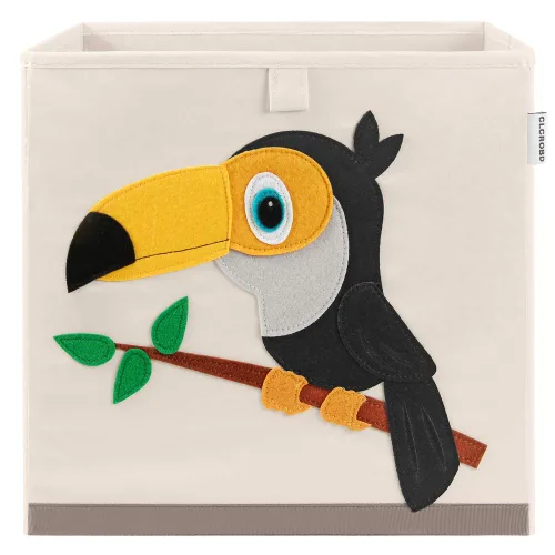 Contenedores cúbicos plegables de tela para guardar juguetes de animales/Caja/Organizador para niños, 13 pulgadas (Tucán)