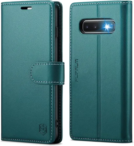 FLIPALM Funda tipo cartera para Samsung Galaxy S10+/S10 Plus de 6.4 pulgadas, con bloqueo RFID, tarjetero y función atril de piel sintética, funda