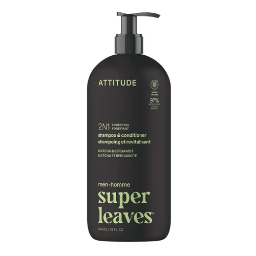 Miniatura 14 de ATTITUDE Champú y acondicionador 2 en 1 para hombre, nutritivo para cabello seco y cuero cabelludo, con pantenol y ginseng, 97% ingredientes