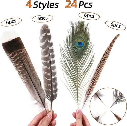 Miniatura 7 de Ballinger 8-12 pulgadas, 4 estilos, 24 plumas de faisán surtidas y 120 plumas de ganso blancas de 6 a 8 pulgadas para manualidades, jarrón