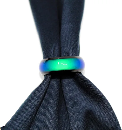 Miniatura 4 de Ello Elli Anillo de acero inoxidable de ajuste cómodo 0315in tono plateado y negro