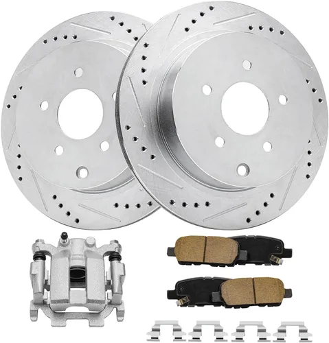 Miniatura 36 de Detroit Axle - 4 rotores de freno para Chevrolet Cruze Volt Orlando Verano, rotores de freno de disco perforados y ranurados de repuesto : rotor