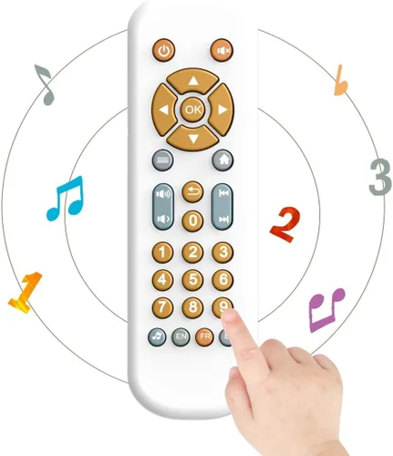 Juguete de control remoto para televisión para bebés con luz y sonido, juguete musical educativo temprano con inglés/francés/español, juguete de