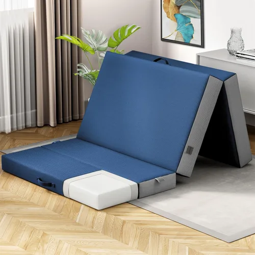 Miniatura 12 de Cozzzi Colchón plegable individual de 4 pulgadas para suelo y viajes con funda extraíble, colchón ligero y portátil para adultos y niños, compacto