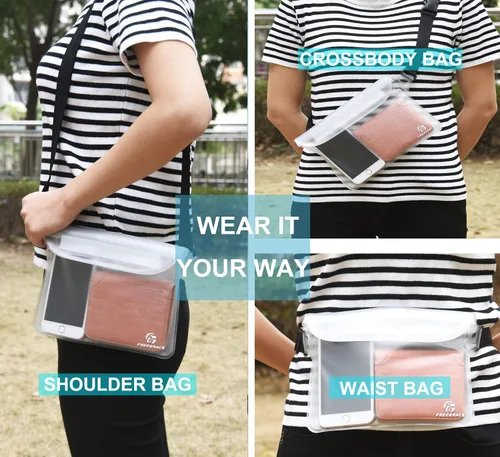 Miniatura 6 de Freegrace Juego de bolsas impermeables con correa para la cintura/funda para mantener tu teléfono y objetos de valor secos y seguros. Bolsas secas